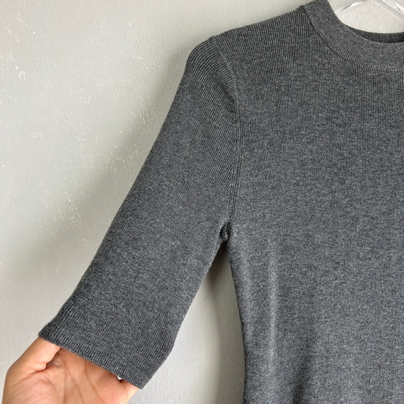 ADAY size M Like a Glove bodysuit high neck short sleeve gray merino wool blend - Picture 4 of 11